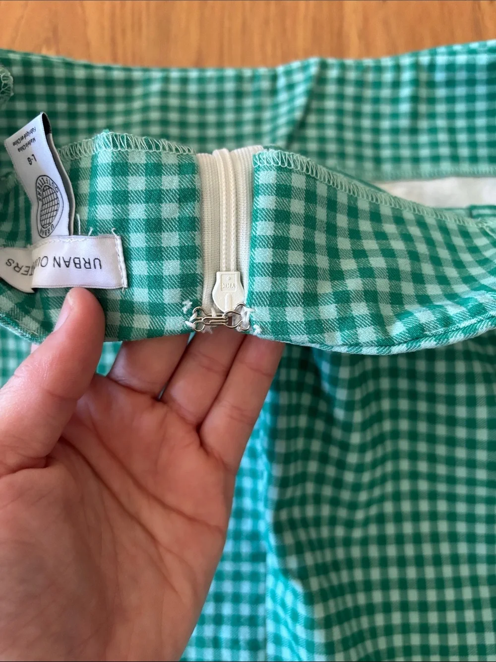 Urban Outfitters Teal Light Blue Gingham Mini Skirt